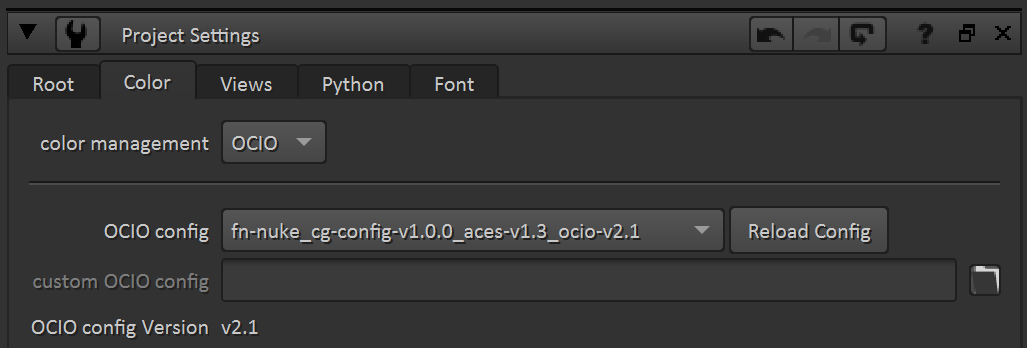 Nuke project settings